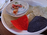 Telluride: 9545の9545 Ceviche with Poblano Lime Coconut Dressing and Crisp Tortilla Chips