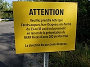 Jean-Drapeau 公園通行止めのお知らせ